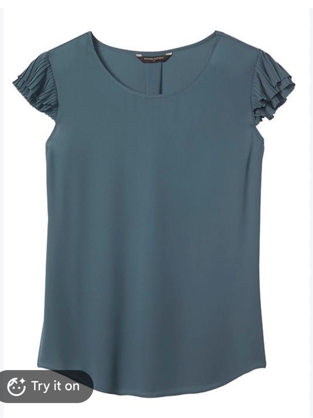 Banana Republic Factory Pleated Sleeve Scoop Neck Women's Top - Slate Blue